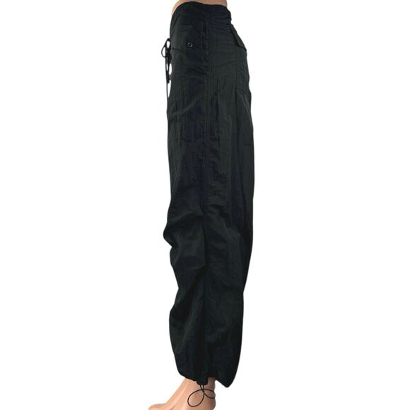 Automet Women's Black Drawstring Low Rise Baggy Parachute Trousers Pants Size S - Picture 2 of 7